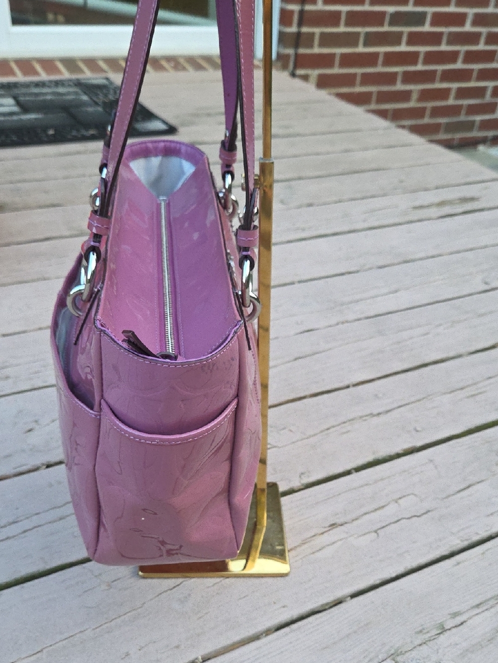 Coach F17728 Dusty Rose Patent Leather Rehab Tote Bag 2011 $300 Retail GUC - Picture 5 of 16